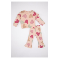 DEFACTO Baby Girl Heart Patterned Sweatshirt Sweatpants Set of 2