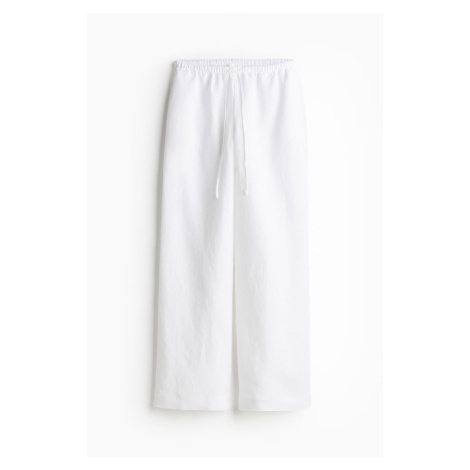 H & M - Kalhoty z lněné směsi - bílá H&M