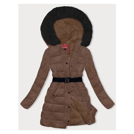 Hnědá péřová dámská zimní bunda (2M-007)