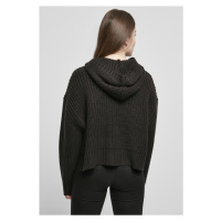 Dámský oversized svetr s kapucí - černý