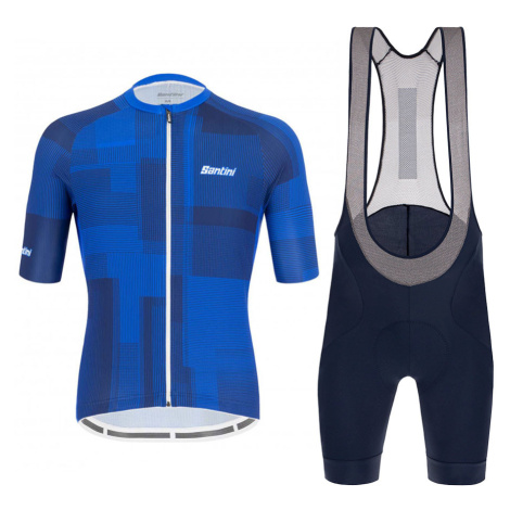 SANTINI Cyklistický krátký dres a krátké kalhoty - KARMA KINETIC - modrá