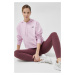 Mikina New Balance dámská, fialová barva, s kapucí, s aplikací