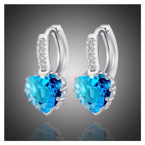 Sisi Jewelry Náušnice Swarovski Elements Elizabeth Topaz - srdíčko E1139-ET-402(8) Světle modrá