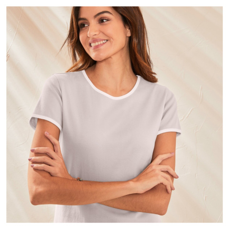 Blancheporte Dvoubarevné tričko s krátkými rukávy béžová