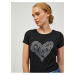 Černé dámské tričko Guess Heart