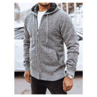 Dstreet Trendy šedý pánský svetr s kapucí