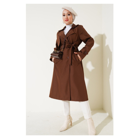 Bigdart 5918 Double Breasted Collar Trench Coat - Brown