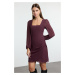 Trendyol Purple A-Line Square Neck Mini Lined Woven Dress