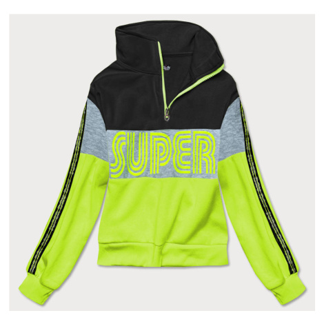 Černo-zelená dámská sportovní mikina (26019) J.STYLE