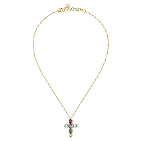 Morellato Moderní pozlacený náhrdelník s křížkem Colori SAVY02