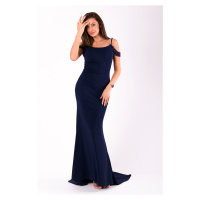 Dámské šaty na ramínka dlouhé s tmavě modré Tmavě modrá / L model 15043353 - EVA&LOLA