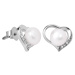 JwL Luxury Pearls Náušnice Srdce s pravou perlou a zirkony JL0407