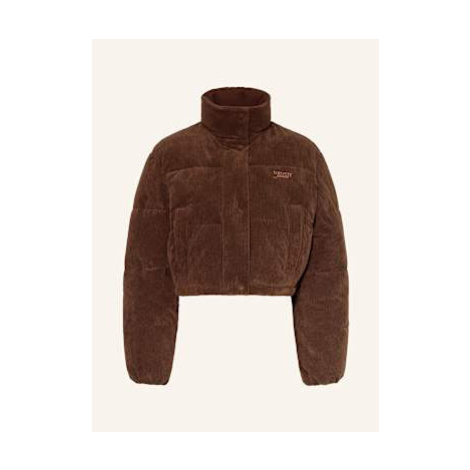 Tommy Jeans Prošívaná Bunda Z Manšestru tmavě hnědá Tommy Hilfiger