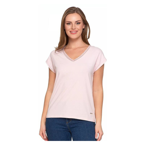 Dámské triko s krajkou světle růžové Moraj