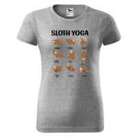 DOBRÝ TRIKO Dámské tričko s potiskem Sloth yoga Barva: Tmavě šedý melír