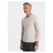 Men's unprinted longsleeve with v-neck - light beige V1 OM-LSBL-0108