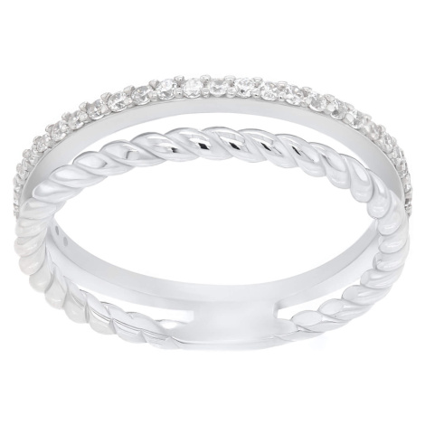Brilio Silver Půvabný stříbrný prsten se zirkony GR044W