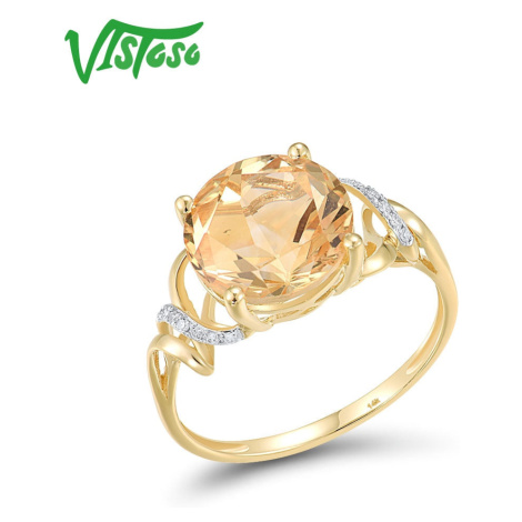 Masivní zlatý prsten s citrínem Listese
