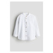 H & M - Linen-blend grandad shirt - bílá