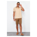 Trendyol Beige Slim/Narrow Cut 100% Cotton Polo Neck T-shirt