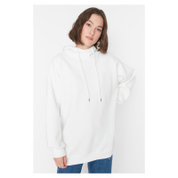 Trendyol Ecru Hooded Oversized Rayon Knitted Sweatshirt.