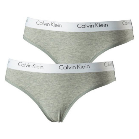 Calvin Klein - Výprodej dámská Tanga 2PACK (šedá) QD3583E-020 - Calvin Klein
