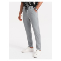 Men's knitted pants with elastic waistband - light grey V1 OM-PACP-0116