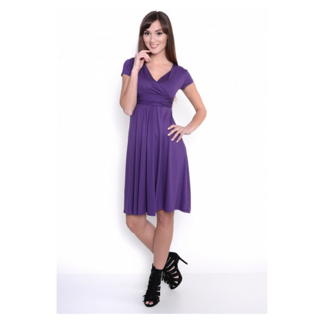 Delší vycházkové šaty s krátkým rukávem barva fialová