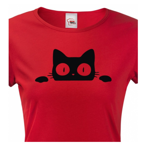 Dámské tričko s vykukující kočkou  - ideální dárek pro milovníky koček BezvaTriko