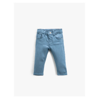 Koton Jeans Slim Fit Jeans with Pockets, Cotton, and Adjustable Elastic Waist.