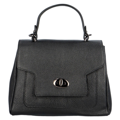 Luxusní dámská kožená kabelka do ruky Lúthien, černá Delami Vera Pelle