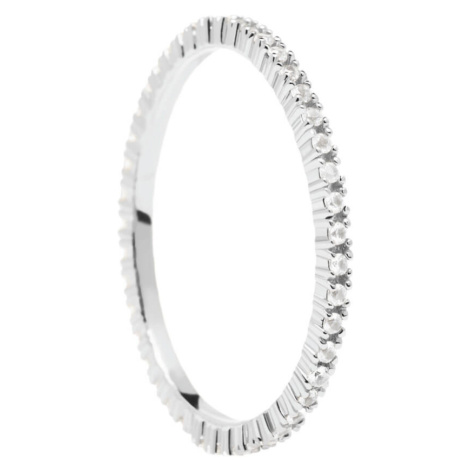 PDPAOLA Minimalistický prsten ze stříbra s třpytivými zirkony White Essential Silver AN02-347 52