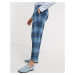 ASOS DESIGN slim crop smart trousers in 100% wool Harris Tweed check in blue