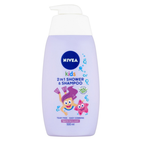 NIVEA Kids Dětský sprchový gel a šampon 2v1 s vůní lesního ovoce 500 ml