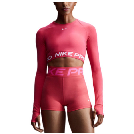 Dámské tréninkové triko s dlouhým rukávem NIKE PRO DF 365 CROP LS-629 ASTER PINK WHITE