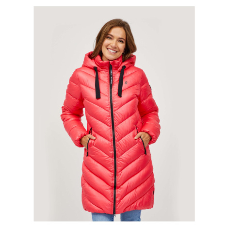 Tmavě růžový dámský prošívaný kabát s kapucí SAM 73 Fisseha