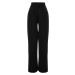 Trendyol Black Velcro pásek s vysokým pasem skládané široké pletené kalhoty