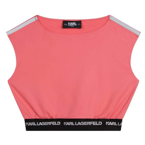 Dětská halenka Karl Lagerfeld růžová barva, hladká