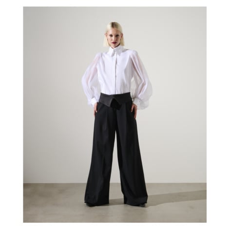 Kalhoty karl lagerfeld tailored wide leg pants black