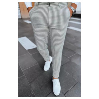 Pánské světle šedé pruhované chino kalhoty Dstreet UX3984
