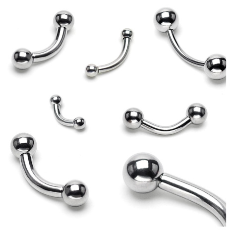 Piercing do obočí se dvěma kuličkami basic, různé velikosti - Rozměr: 1,6 mm x 8 mm x 4 mm Šperky eshop