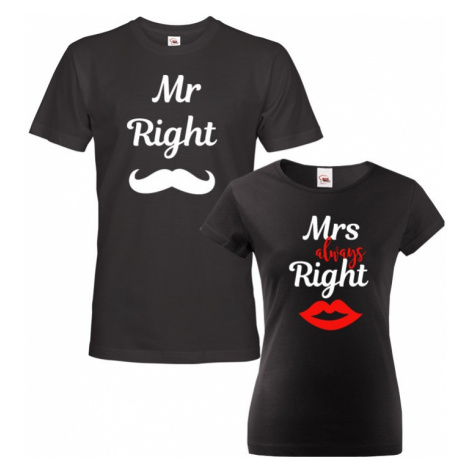 Párová trika Mr Right a Mrs Always Right - ideální trika pro zamilované BezvaTriko