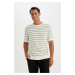 DEFACTO Standard Fit Crew Neck Striped Cotton Short Sleeve T-Shirt