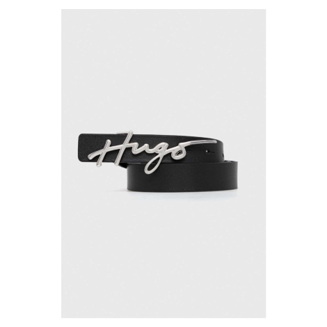 Kožený pásek HUGO dámský, černá barva Hugo Boss