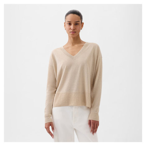 GAP Longsleeve Linen Split Hem Pullover Sweater Bedrock 291