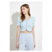 Trendyol Knitted Blouse with Light Blue Wick Button