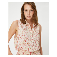 Koton Floral Shirt with Buttons, Sleeveless Viscose Blend