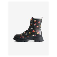 Černé dámské kotníkové květované boty Desigual Boot Flowers