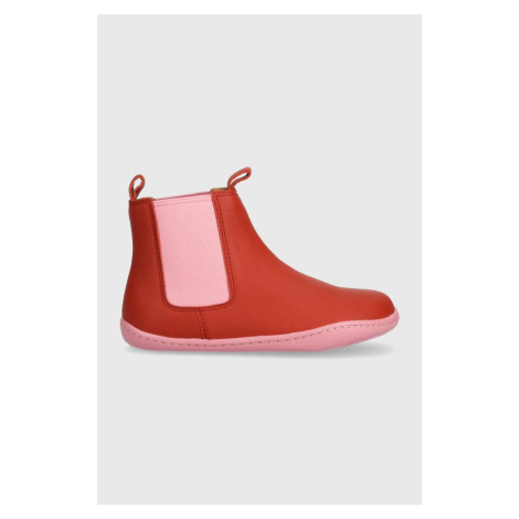 Dětské kožené kotníkové boty Camper K900326 Peu Cami Kids červená barva