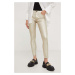Kalhoty Answear Lab dámské, zlatá barva, přiléhavé, medium waist